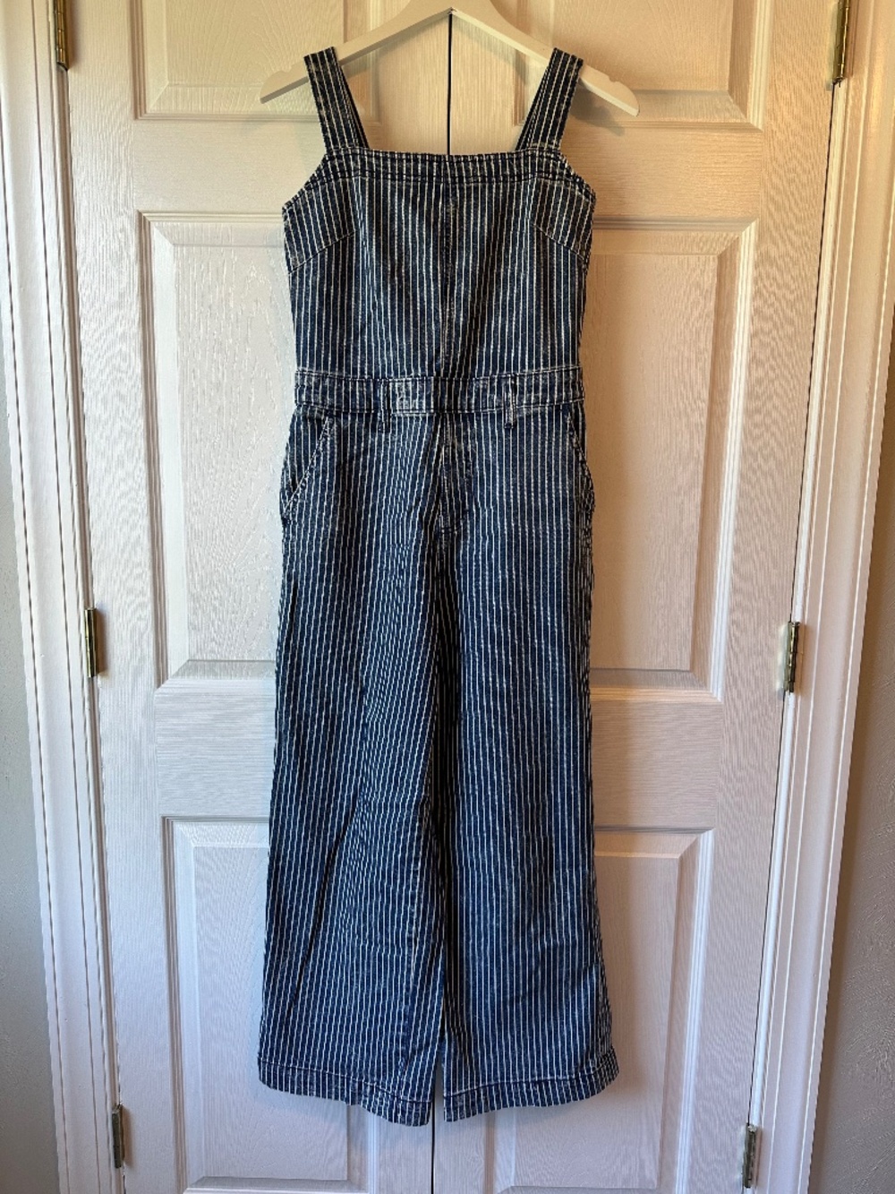 Universal Thread Railroad Stripe Denim Wide Leg Jumpsuit Overalls 4/27